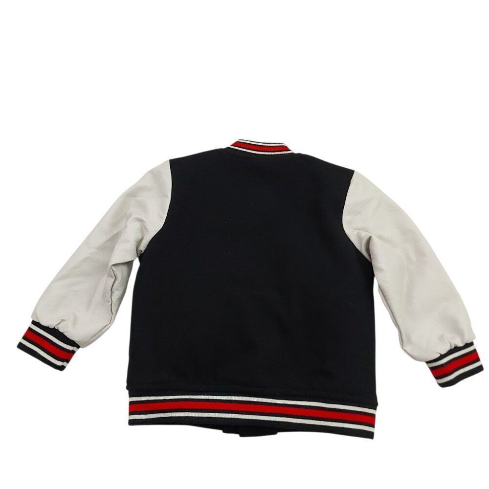 Disney Junior Mickey Mouse Varsity Bomber Jacket Toddler 4T Black Snaps Quilted - Picture 6 of 12